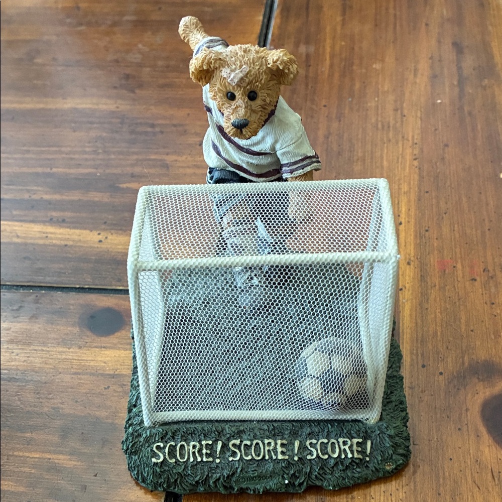 Adorable Soccer Bear Figurine - Brown and White